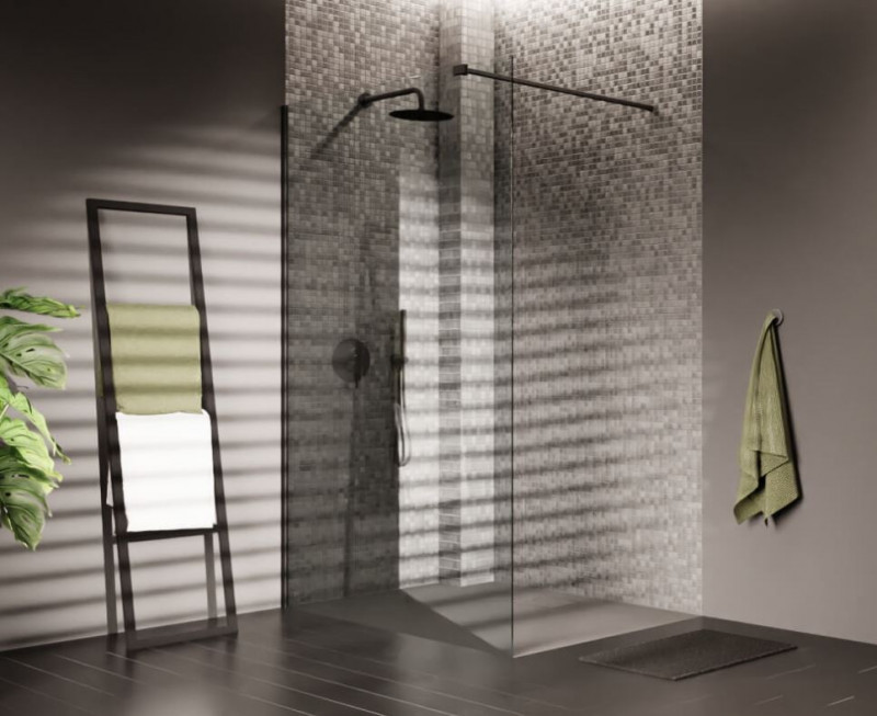 Excellent Vidoq kabina typu Walk-In 90 cm czarny przeźroczyste Clean Control KAEX.1506.900.LP.BL