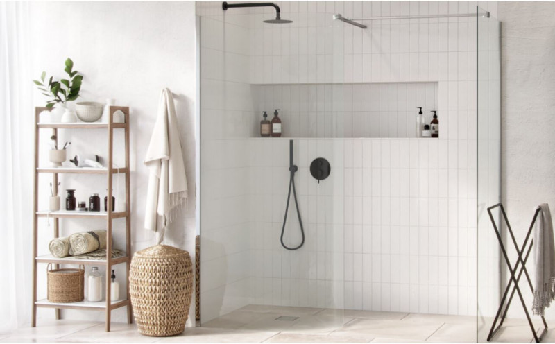 Excellent Vidoq kabina Walk-In ścianka gięta 93 cm chrom przeźroczyste Clean Control KAEX.1507.930.LP.CR