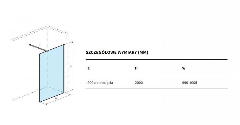 Excellent Vidoq kabina typu Walk-In 100 cm chrom przeźroczyste Clean Control KAEX.1506.1000.LP.CR