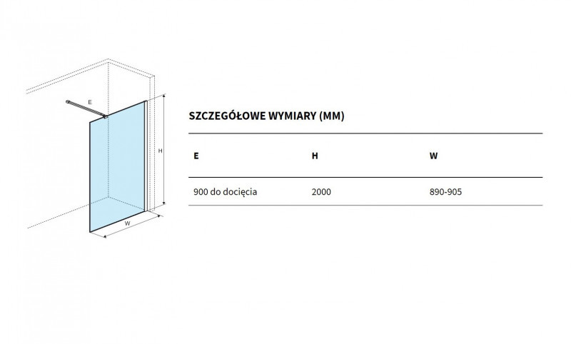 Excellent Vidoq kabina typu Walk-In 90 cm czarny przeźroczyste Clean Control KAEX.1506.900.LP.BL
