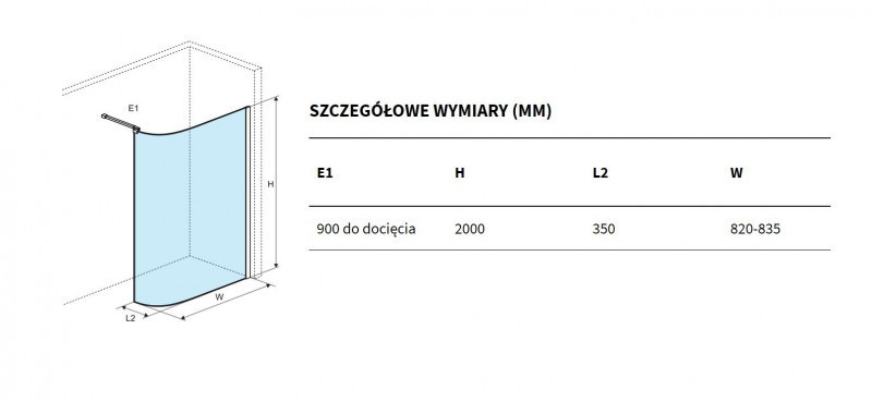 Excellent Vidoq kabina Walk-In ścianka gięta 83 cm czarny przeźroczyste Clean Control KAEX.1507.830.LP.BL