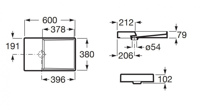 Roca Horizon Dash umywalka nablatowa bez otworu na baterię czarny mat A32727908B