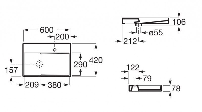 Roca Horizon View umywalka nablatowa z otworem na baterię biały połysk Supraglaze A327274S0B