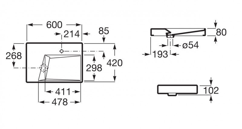 Roca Horizon Geometric umywalka nablatowa z otworem na baterię czarny mat A32727608B