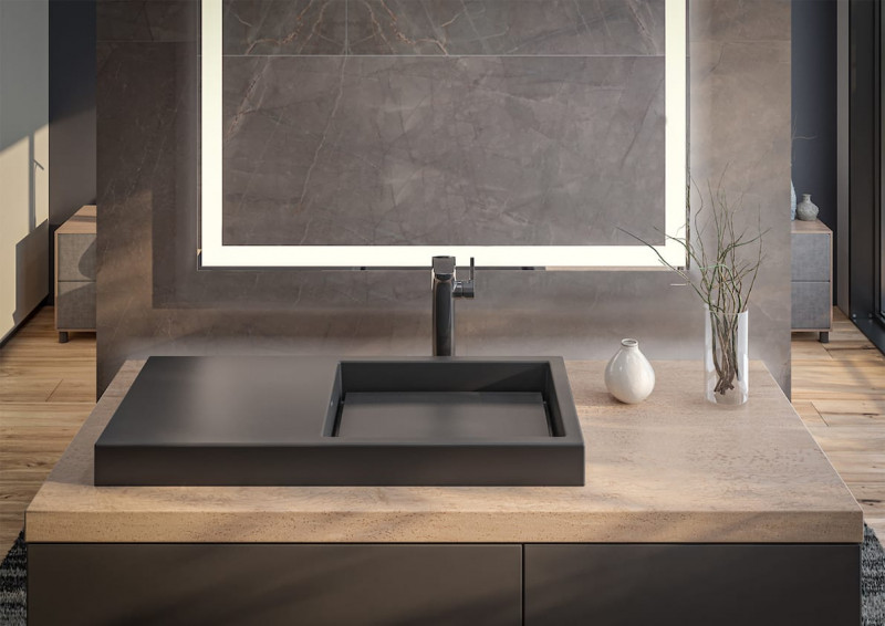 Roca Horizon Skyline umywalka nablatowa bez otworu na baterię czarny mat A32727508B