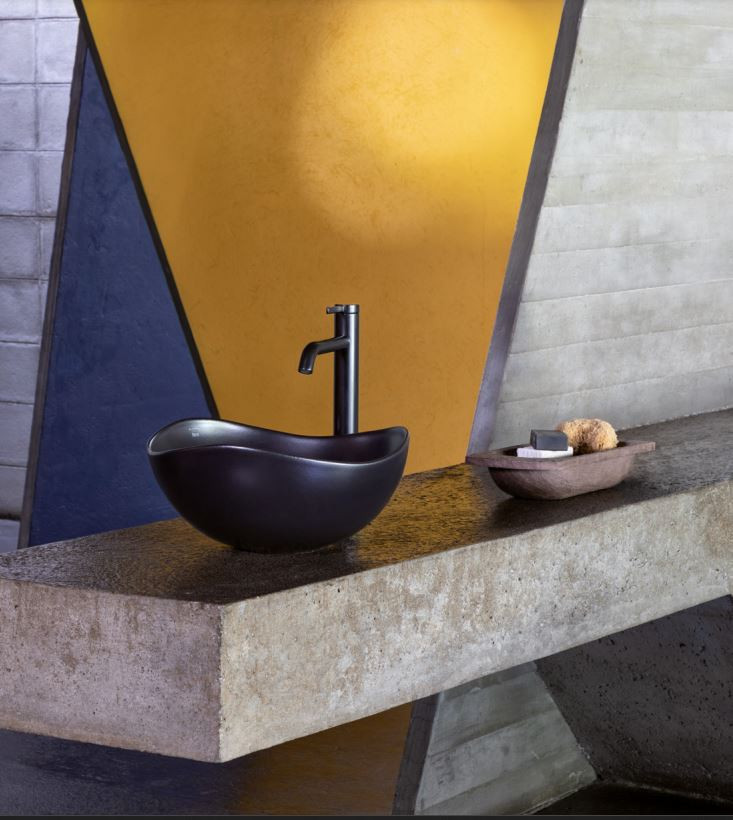Roca Ohtake umywalka stawiana na blat asymetryczna 37,5x37,5 czarny mat A327A15080