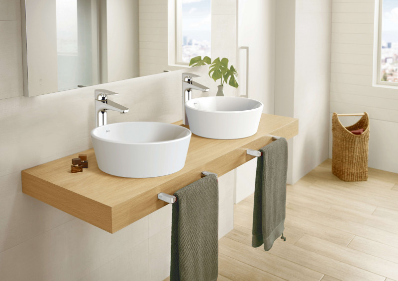 Roca Optica mała umywalka nablatowa okrągła 35x35 biały połysk A327B15000