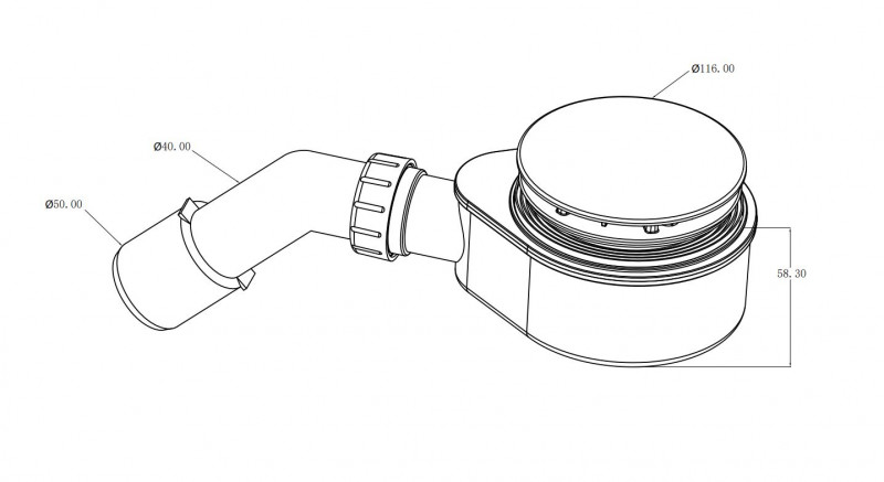 Radaway R583G Gold syfon brodzikowy 90 z podwyższonym przepływem złoty niski 5,8 cm