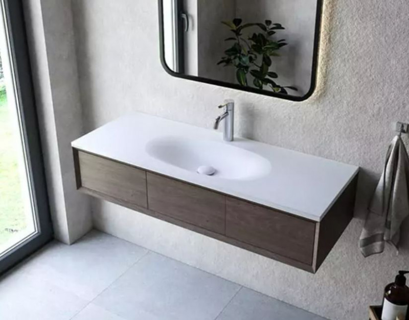 Cristalstone Armonico umywalka z blatem 120x45 cm biały satynowy mat U1200-MCOTG