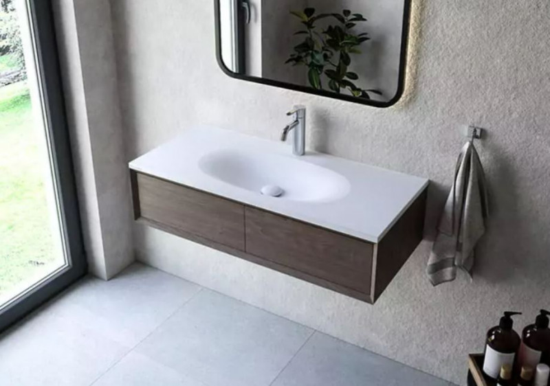 Cristalstone Armonico umywalka z blatem 100x45 cm biały satynowy mat U1000-MCOTG