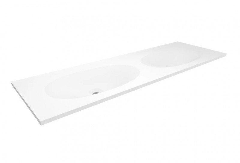 Cristalstone Armonico umywalka podwójna 140x45 cm biały satynowy mat U1400-MCOTG