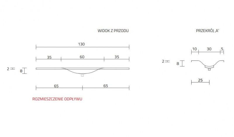 Cristalstone Armonico umywalka z blatem 130x45 cm biały satynowy mat U1300-MCOTG
