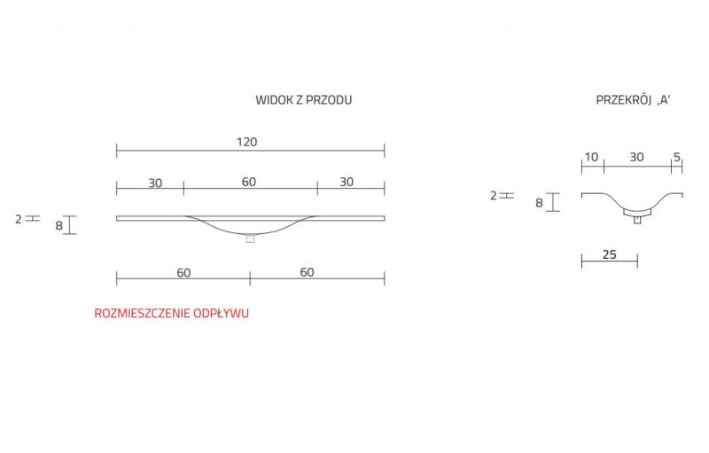 Cristalstone Armonico umywalka z blatem 120x45 cm biały satynowy mat U1200-MCOTG