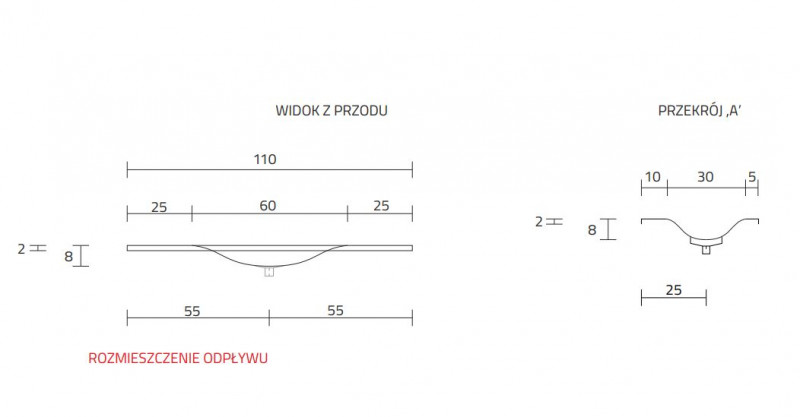 Cristalstone Armonico umywalka z blatem 110x45 cm biały satynowy mat U1100-MCOTG