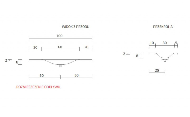 Cristalstone Armonico umywalka z blatem 100x45 cm biały satynowy mat U1000-MCOTG