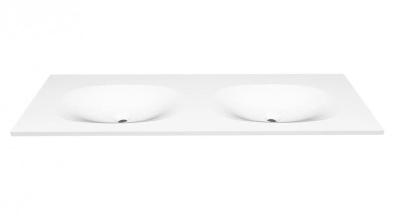 Cristalstone Armonico umywalka podwójna 140x45 cm biały satynowy mat U1400-MCOTG