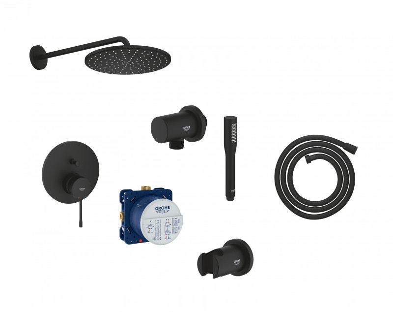 Grohe Essence New Smartbox zestaw podtynkowy z deszczownicą 31x31 kompletny czarny 24167KF1NAT01