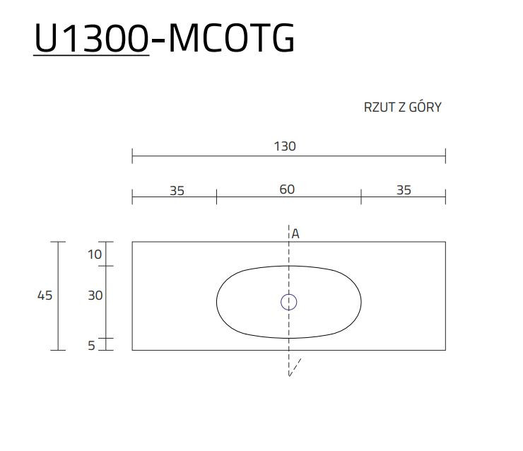 Cristalstone Armonico umywalka z blatem 130x45 cm biały satynowy mat U1300-MCOTG