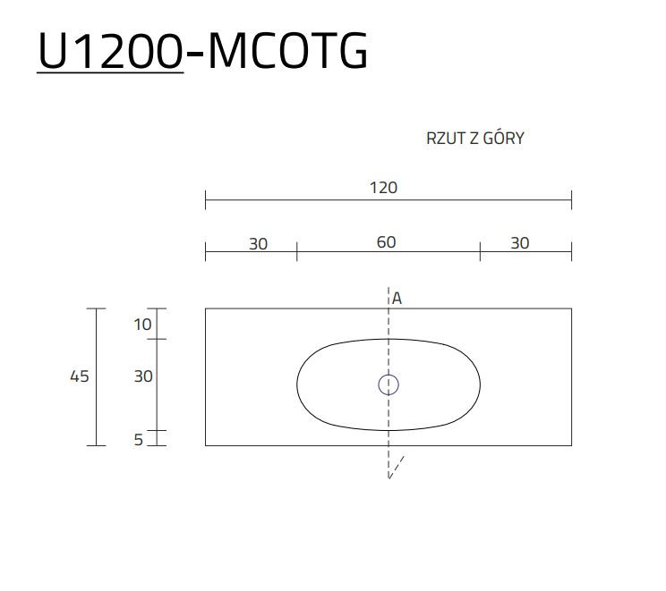 Cristalstone Armonico umywalka z blatem 120x45 cm biały satynowy mat U1200-MCOTG