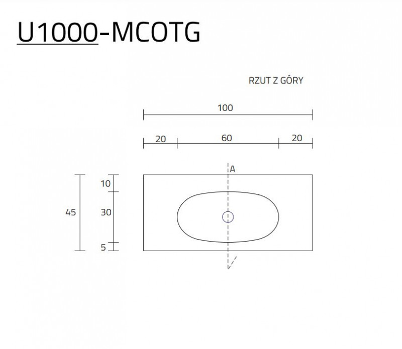 Cristalstone Armonico umywalka z blatem 100x45 cm biały satynowy mat U1000-MCOTG