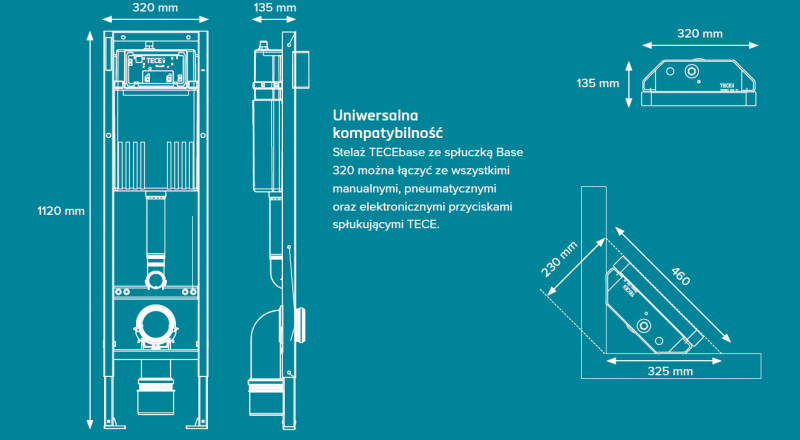 Tece Base stelaż podtynkowy do wc wąski / narożny - tylko 32cm - 9400440