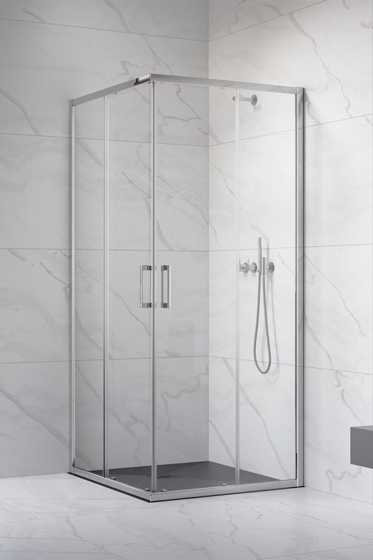 Radaway Premium Pro KDD kabina kwadratowa 100x100 drzwi przesuwne chrom przeźroczyste Easy Clean 1017100-01-01L + 1017100-01-01R