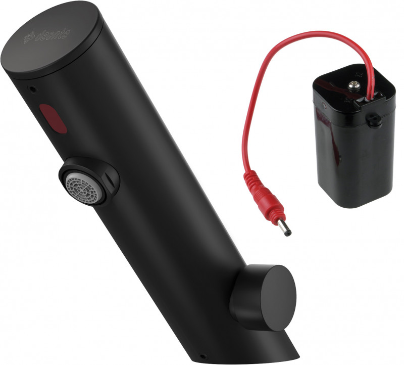 Deante Sense bateria umywalkowa bezdotykowa z regulacją temperatury - zasilanie bateryjne czarny mat BQRN29R