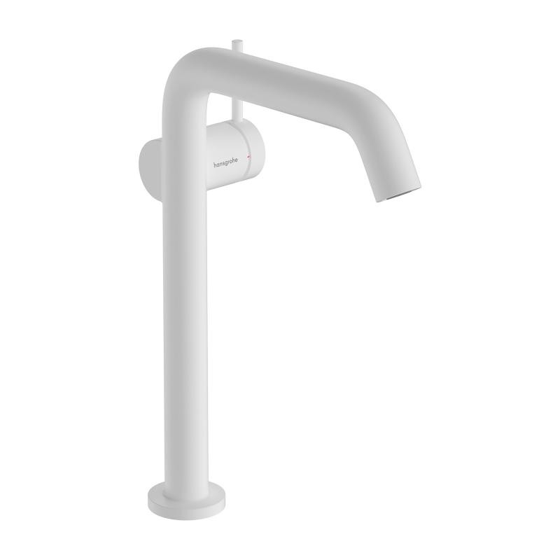 Hansgrohe Tecturis S bateria umywalkowa wysoka 240 Fine CoolStart Ecosmart z korkiem klik-klak push-open biały mat 73370700