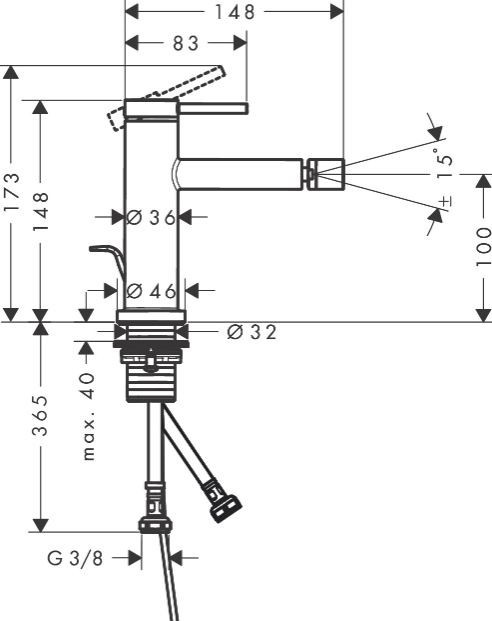 Hansgrohe Tecturis S bateria bidetowa z korkiem automatycznym brąz szczotkowany 73201140