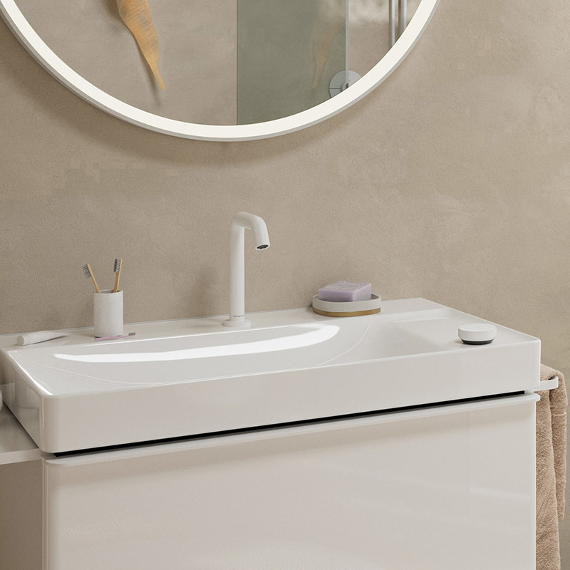 Hansgrohe Tecturis S Select bateria umywalkowa 2-otworowa 150 CoolStart Ecosmart biały mat 73353700