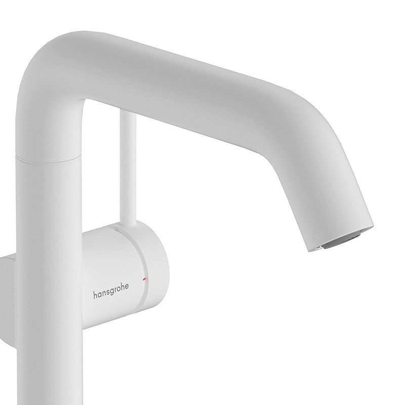 Hansgrohe Tecturis S bateria umywalkowa 210 Fine z obrotową wylewką CoolStart Ecosmart z korkiem klik-klak push-open biały mat 73360700