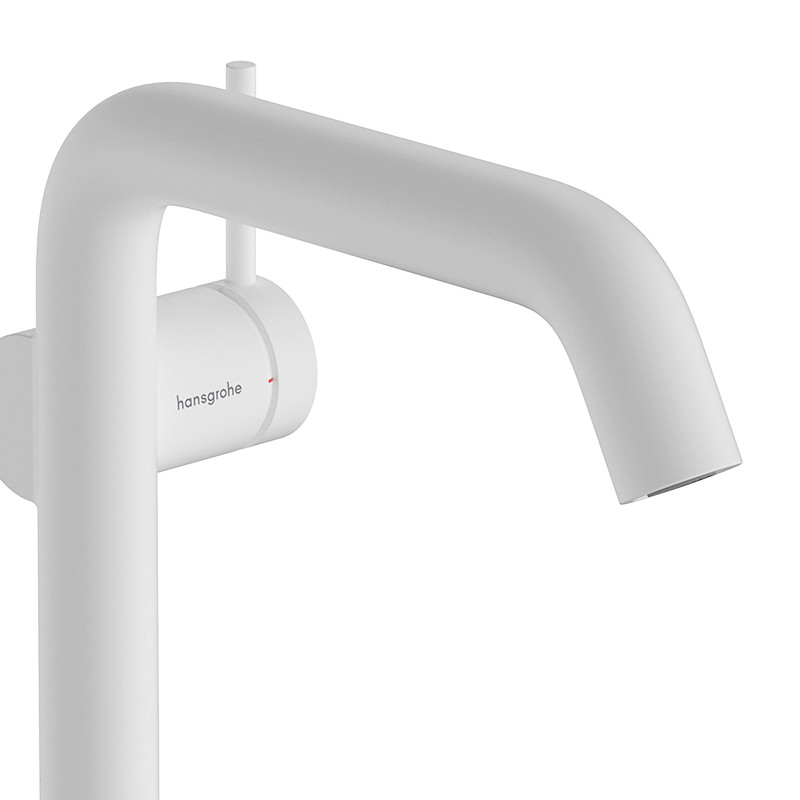 Hansgrohe Tecturis S bateria umywalkowa wysoka 240 Fine CoolStart Ecosmart z korkiem klik-klak push-open biały mat 73370700