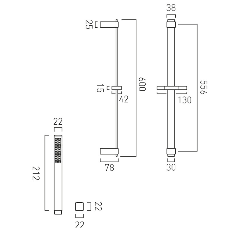 Vado Zoo Individual zestaw prysznicowy z drążkiem 90 cm miedź brąz szczotkowane IND-SFSRK/SQ-BRZ