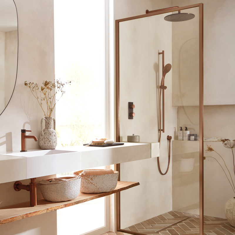 Vado Zoo Individual zestaw prysznicowy z drążkiem 0,9m miedź brąz szczotkowany IND-SFSRK/RO-ATM-BRZ