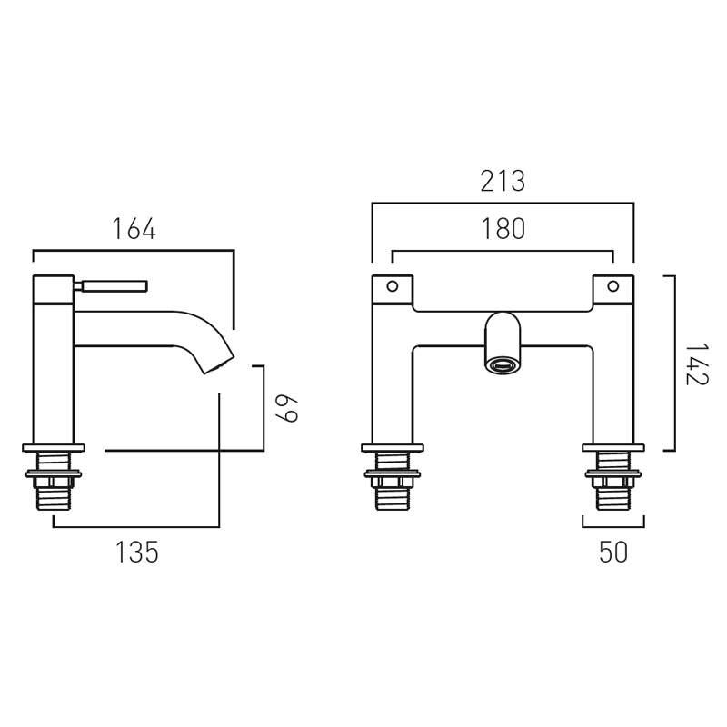 Vado Knurled Accents bateria wannowa dwuotworowa czarny szczotkowany IND-ORI237-BLKK