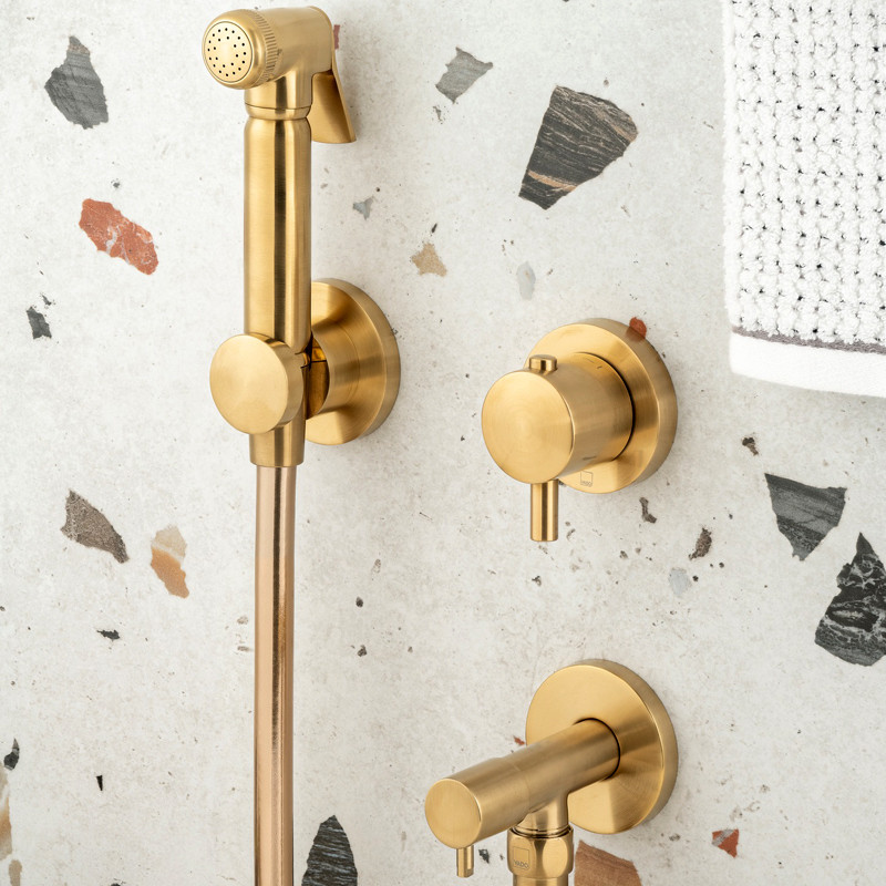 Vado Individual bidetta z zaworem termostatycznym złoty szczotkowany IND-SHATTAF/163-BRG