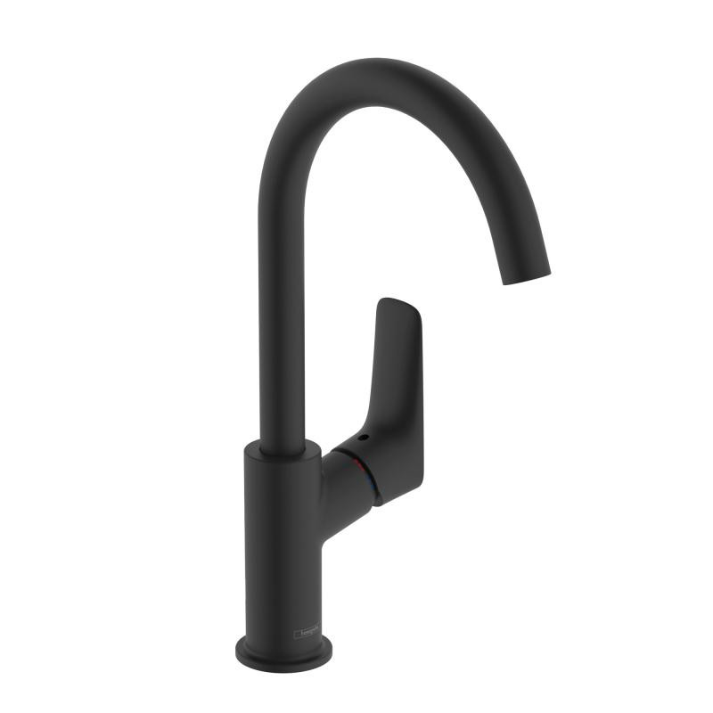Hansgrohe Logis 210 bateria umywalkowa z obrotową wylewką bez korka czarny mat 71131670