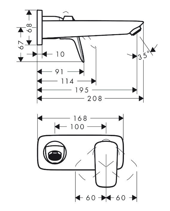 Hansgrohe Logis bateria umywalkowa podtynkowa, wylewka 19,5 cm czarny mat 71220670