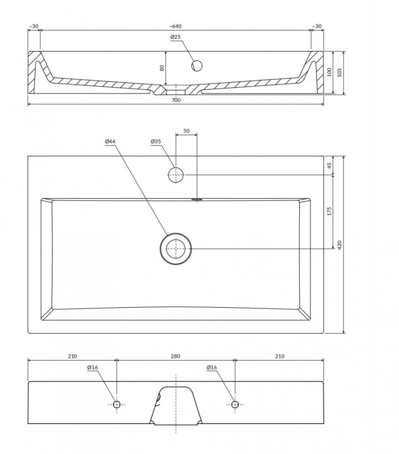 Omnires Thasos umywalka nablatowa 70x42 z przelewem biały połysk THASOS700ZPBP