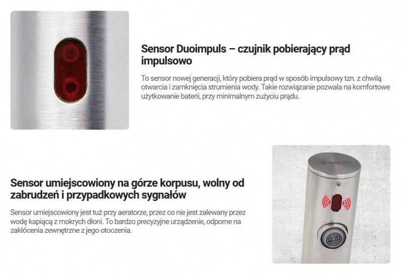 Deante Sense bateria umywalkowa bezdotykowa z regulacją temperatury - zasilanie sieciowe stal szczotkowana BQRF29V