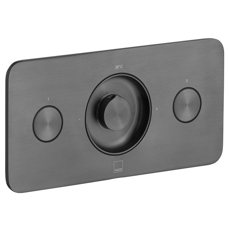 Vado Zone bateria termostatyczna podtynkowa 2-drożna czarny szczotkowany IND-Z128/2-H-BLK