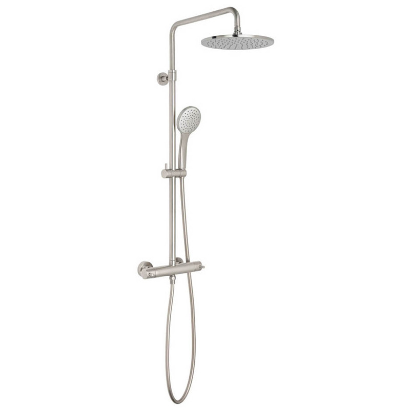 Vado Individual zestaw prysznicowy ścienny z termostatem nikiel szczotkowany IND-149RRK-RO-BRN
