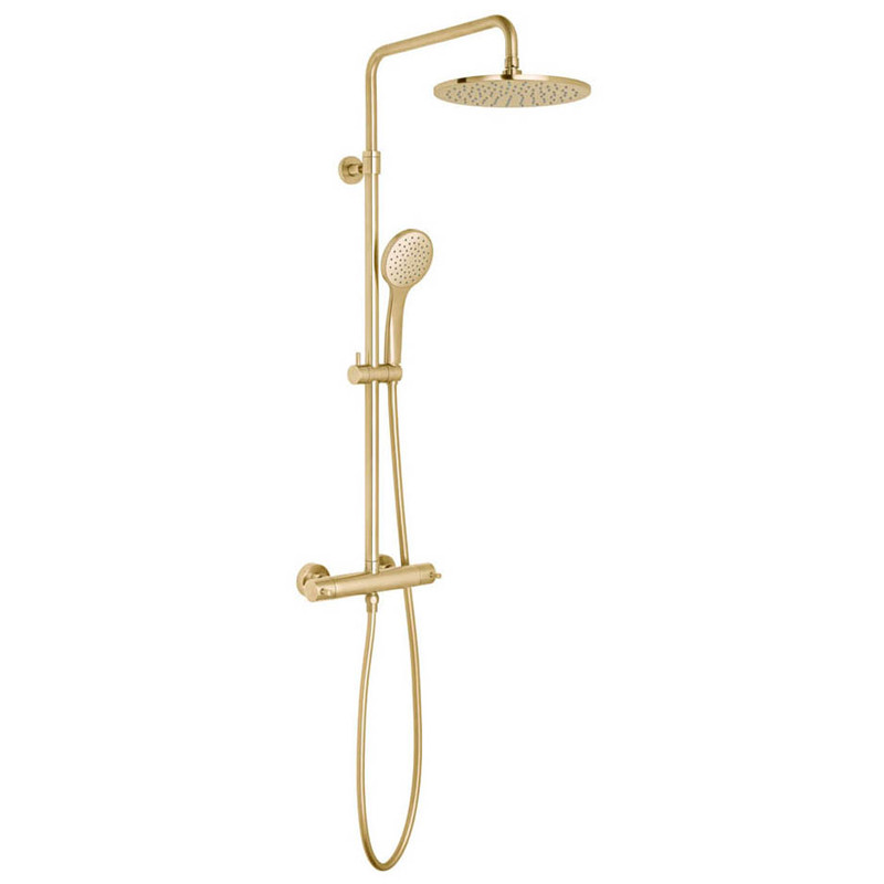 Vado Individual zestaw prysznicowy ścienny z termostatem złoty szczotkowany IND-149RRK-RO-BRG