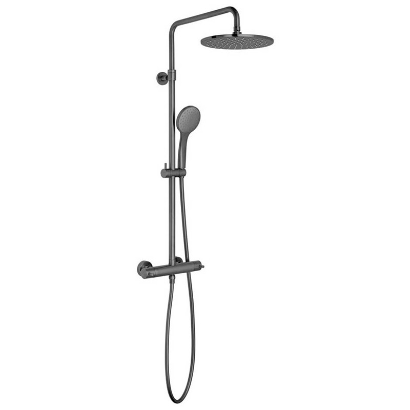 Vado Individual zestaw prysznicowy ścienny z termostatem czarny szczotkowany IND-149RRK-RO-BLK
