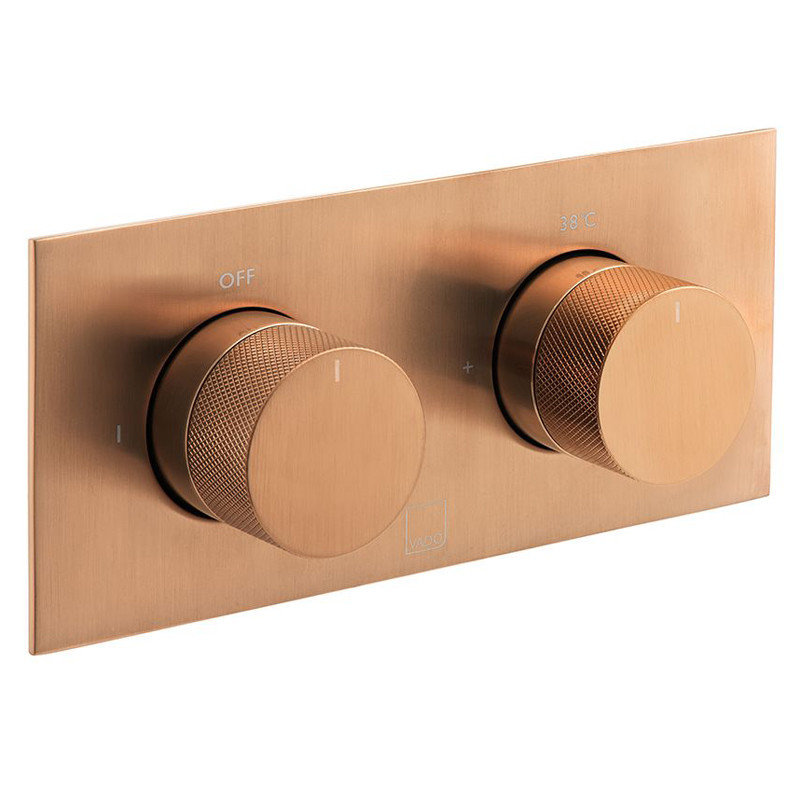Vado Knurled Accents termostatyczna bateria podtynkowa 2-drożna miedź brąz szczotkowany IND-T148/2-H-BRZK