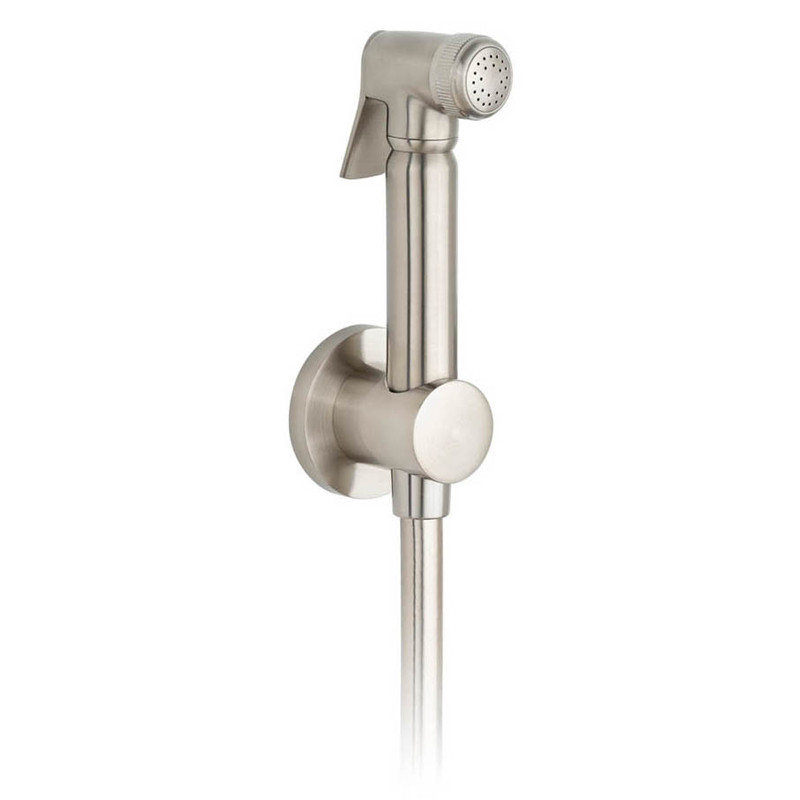 Vado Individual bidetta z uchwytem ściennym i wężem nikiel szczotkowany IND-SHATTAF-BRN