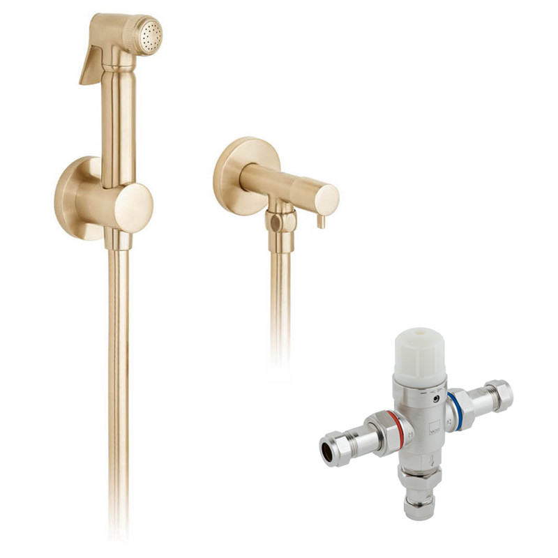 Vado Individual bidetta z podtynkowym zaworem termostatycznym złoty szczotkowany IND-SHATTAF/5001-BRG