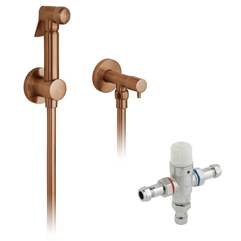 Vado Individual bidetta z podtynkowym zaworem termostatycznym miedź brąz szczotkowany IND-SHATTAF/5001-BRZ