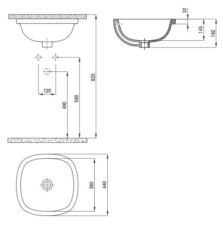 Deante Alpinia umywalka podblatowa 38x38 cm biały CGA6U4U