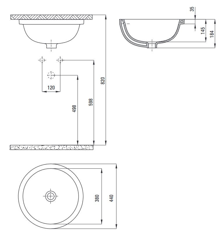 Deante Alpinia umywalka podblatowa okrągła 38x38 cm biały CGA6U3U